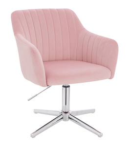 FOTEL HR190CROSS PUDROWY RÓŻ WELUR CHROMOWANA PODSTAWA