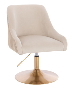 FOTEL HR920N KREMOWY WELUR ZŁOTA PODSTAWA