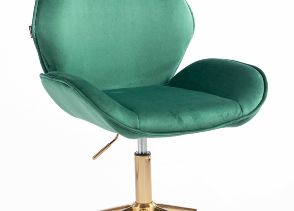FOTEL HR350K BUTELKOWA ZIELEŃ WELUR ZŁOTA PODSTAWA