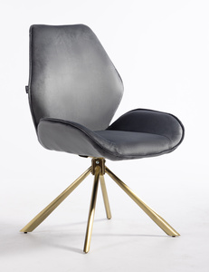 FOTEL HR350 PAJĄK GRAFITOWY WELUR ZŁOTA PODSTAWA