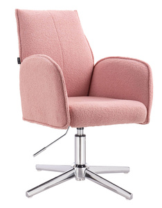 FOTEL HR280CROSS PUDROWY RÓŻ BARANEK CHROMOWANA PODSTAWA