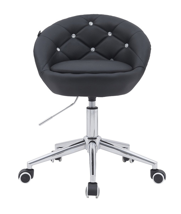 FOTEL HR948K CZARNY EKOSKÓRA CHROMOWANA PODSTAWA