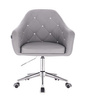 FOTEL HR830 SZARA SKÓRA CHROM KÓŁKA