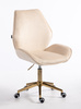FOTEL HR350K KREMOWY WELUR ZŁOTA PODSTAWA