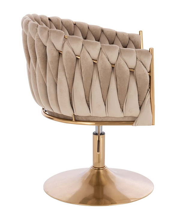 FOTEL HR750N LATTE WELUR ZŁOTA PODSTAWA