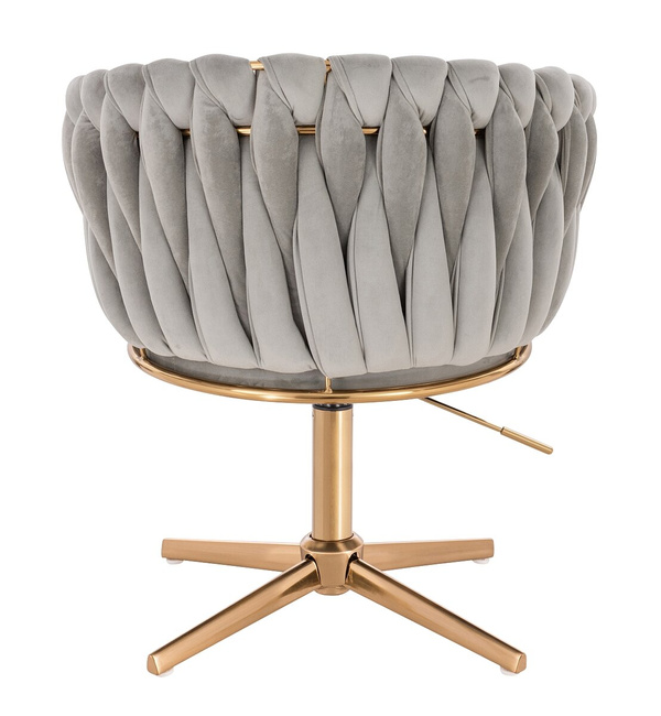 FOTEL HR750CROSS STALOWY WELUR ZŁOTA PODSTAWA