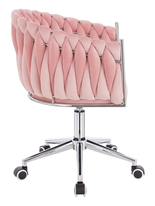 FOTEL HR750K PUDROWY RÓŻ WELUR CHROMOWANA PODSTAWA