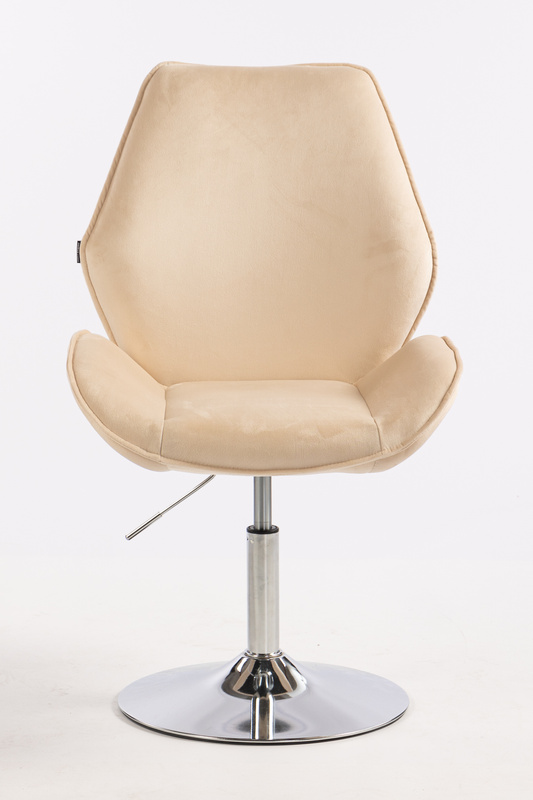 FOTEL HR350N KREMOWY WELUR CHROMOWANA PODSTAWA