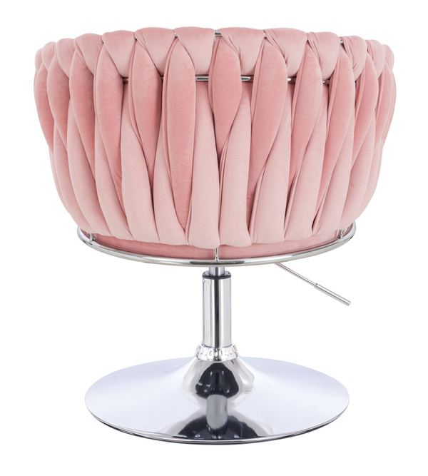 FOTEL HR750N PUDROWY RÓŻ WELUR CHROMOWANA PODSTAWA