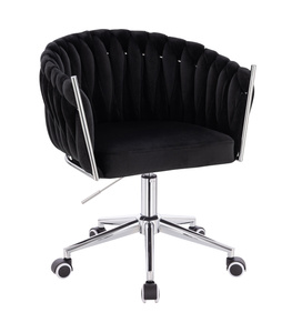 FOTEL HR750K CZARNY WELUR CHROMOWANA PODSTAWA