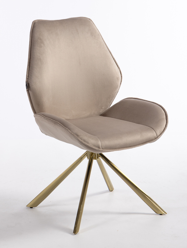 FOTEL HR350 PAJĄK LATTE WELUR ZŁOTA PODSTAWA