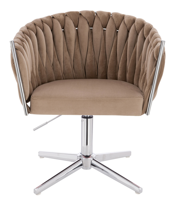 FOTEL HR750CROSS LATTE WELUR CHROMOWANA PODSTAWA