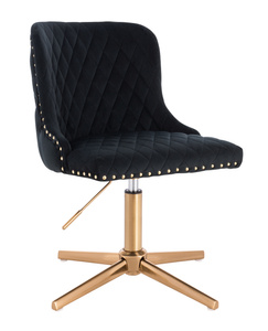 FOTEL HR940CROSS CZARNY WELUR ZŁOTA PODSTAWA