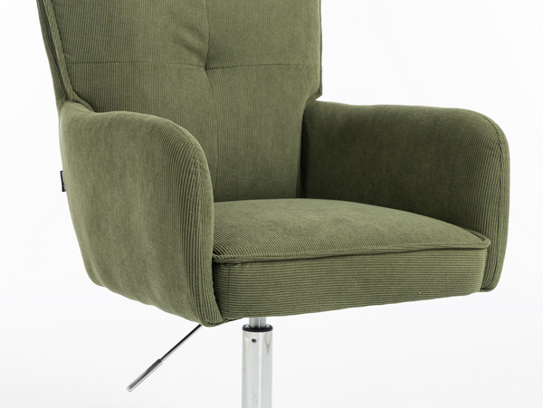 HOKER HR250N ZIELONY SZAŁWIA PREMIUM CORD SZTRUKS CHROMOWANA PODSTAWA