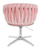 FOTEL HR750CROSS PUDROWY RÓŻ WELUR CHROMOWANA PODSTAWA