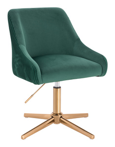 FOTEL HR920CROSS BUTELKOWA ZIELEŃ WELUR ZŁOTA PODSTAWA