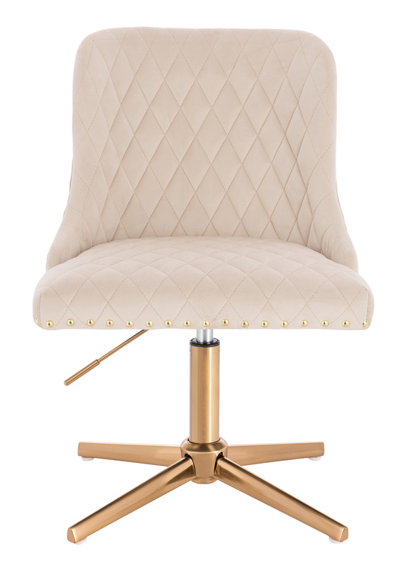FOTEL HR940CROSS KREMOWY WELUR ZŁOTA PODSTAWA