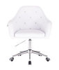 FOTEL HR830 BIAŁA SKÓRA CHROM KÓŁKA