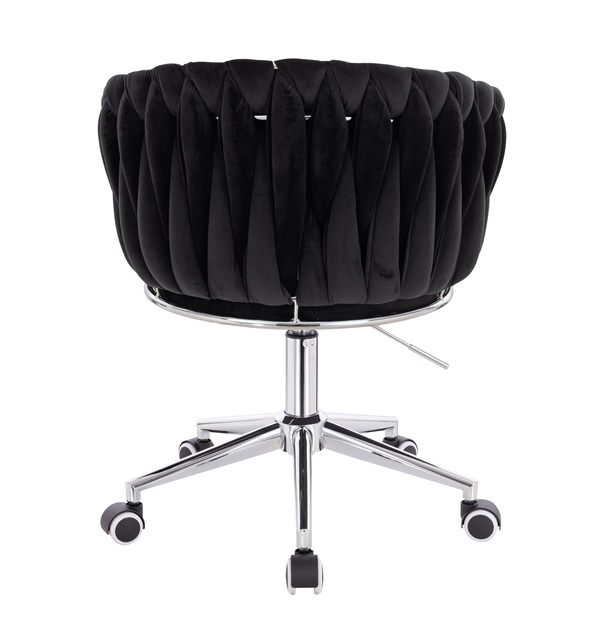 FOTEL HR750K CZARNY WELUR CHROMOWANA PODSTAWA