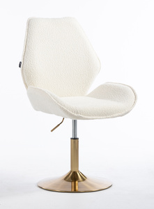 FOTEL HR350N KREMOWY BARANEK ZŁOTA PODSTAWA