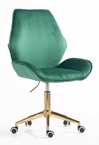 FOTEL HR350K BUTELKOWA ZIELEŃ WELUR ZŁOTA PODSTAWA