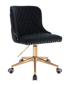 FOTEL HR940K CZARNY WELUR ZŁOTA PODSTAWA