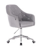 FOTEL HR830 SZARA SKÓRA CHROM KÓŁKA