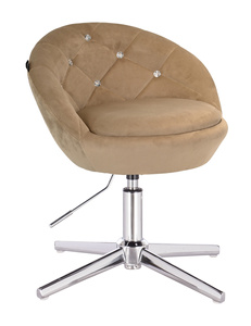 FOTEL HR948CROSS LATTE WELUR CHROMOWANA PODSTAWA