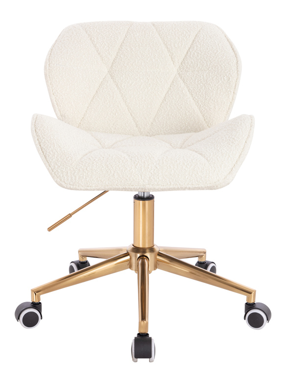 FOTEL HR111K KREMOWY BARANEK ZŁOTA PODSTAWA