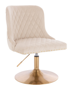 FOTEL HR940N KREMOWY WELUR ZŁOTA PODSTAWA