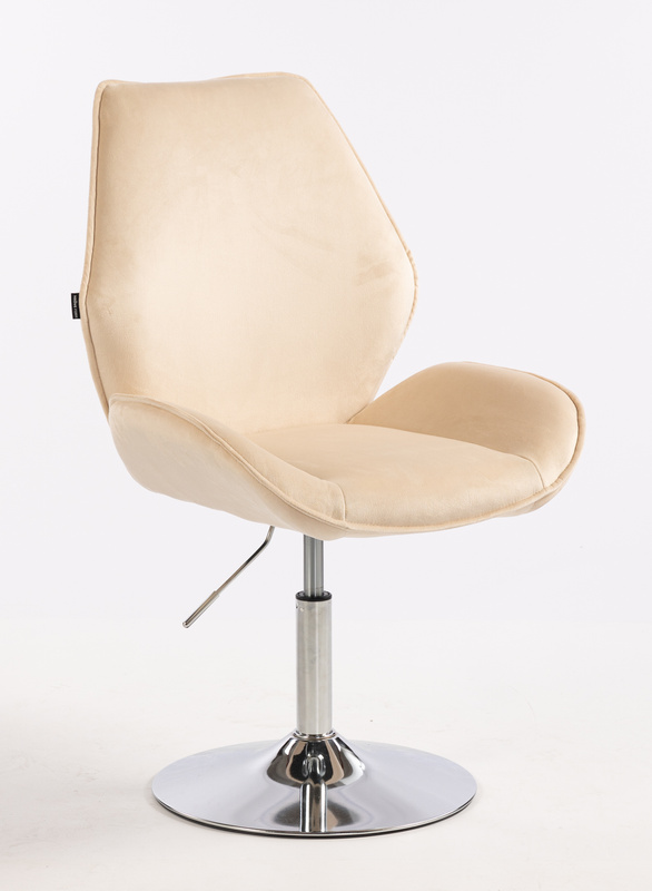 FOTEL HR350N KREMOWY WELUR CHROMOWANA PODSTAWA