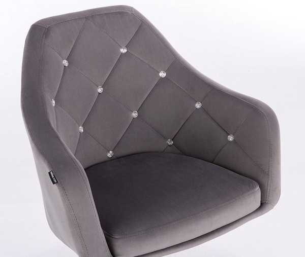 FOTEL HR830K GRAFITOWY WELUR ZŁOTA PODSTAWA