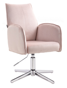 FOTEL HR280CROSS PUDROWY RÓŻ WELUR CHROMOWANA PODSTAWA