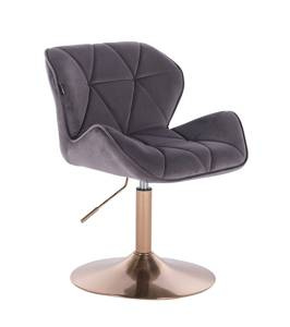 FOTEL HR111N GRAFITOWY WELUR ZŁOTA PODSTAWA