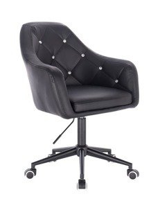 FOTEL HR830 CZARNA SKÓRA CZARNY MAT KÓŁKA