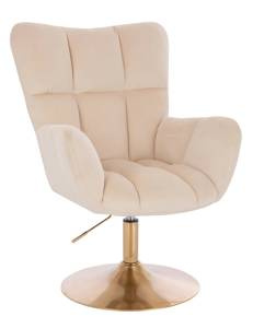 FOTEL HR650N KREMOWY WELUR ZŁOTA PODSTAWA