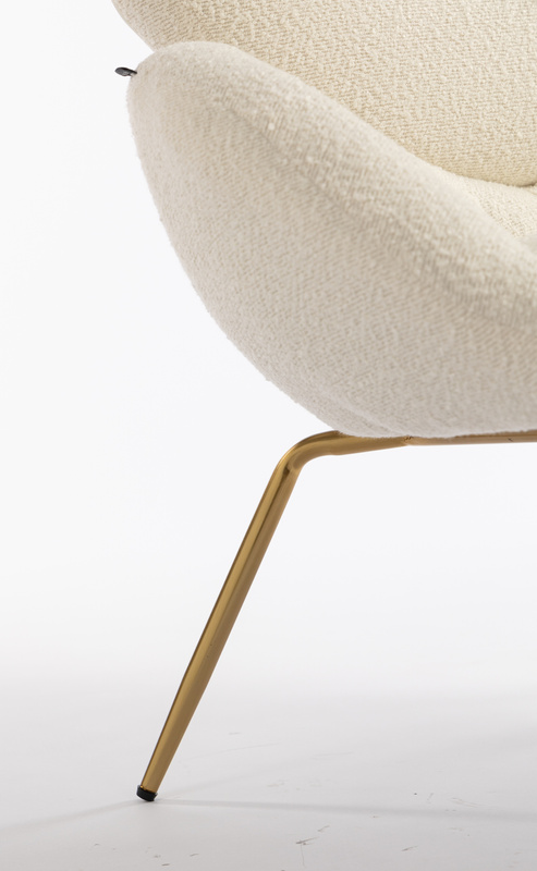 FOTEL HR2045 KREMOWY BARANEK ZŁOTA PODSTAWA