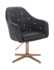 FOTEL HR830 CZARNA SKÓRA CROSS ZŁOTY