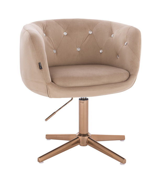 FOTEL HR333CCROSS LATTE WELUR ZŁOTA PODSTAWA