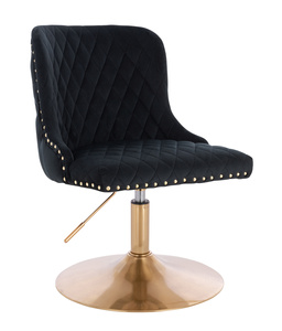 FOTEL HR940N CZARNY WELUR ZŁOTA PODSTAWA