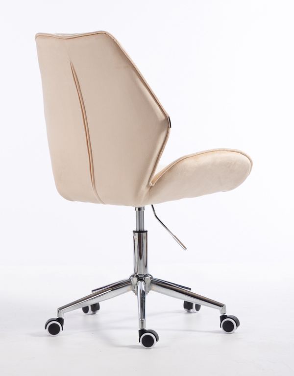 FOTEL HR350K KREMOWY WELUR CHROMOWANA PODSTAWA