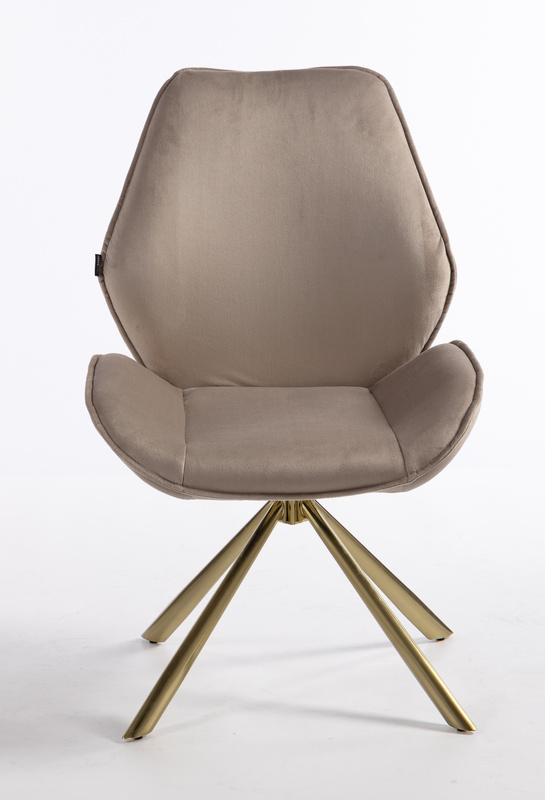 FOTEL HR350 PAJĄK LATTE WELUR ZŁOTA PODSTAWA