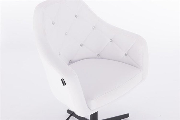 FOTEL HR830 BIAŁA SKÓRA CROSS CZARNY MAT