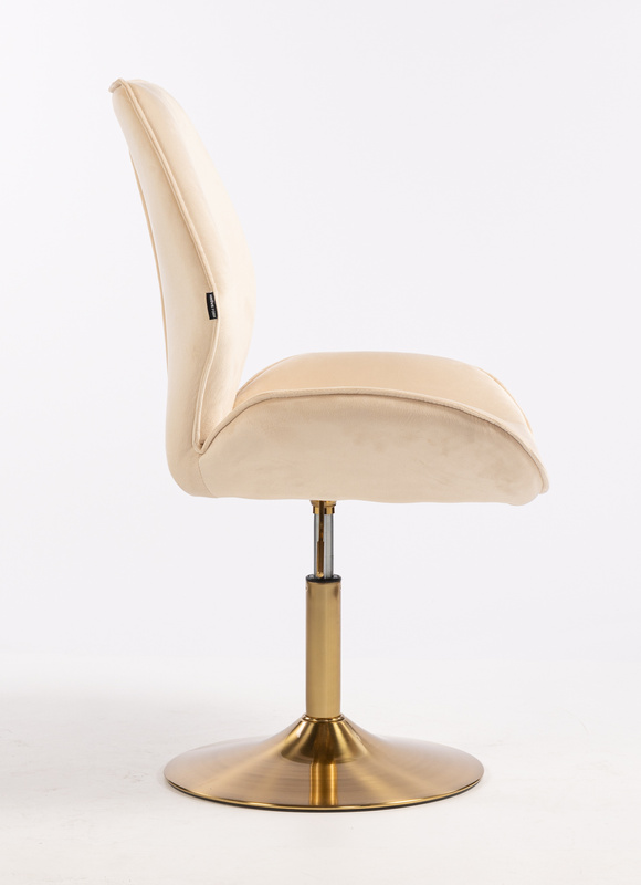 FOTEL HR350N KREMOWY WELUR ZŁOTA PODSTAWA