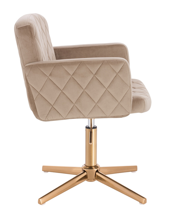 FOTEL HR802CROSS LATTE WELUR ZŁOTA PODSTAWA
