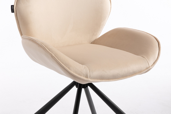 FOTEL HR350 PAJĄK KREMOWY WELUR CZARNA PODSTAWA