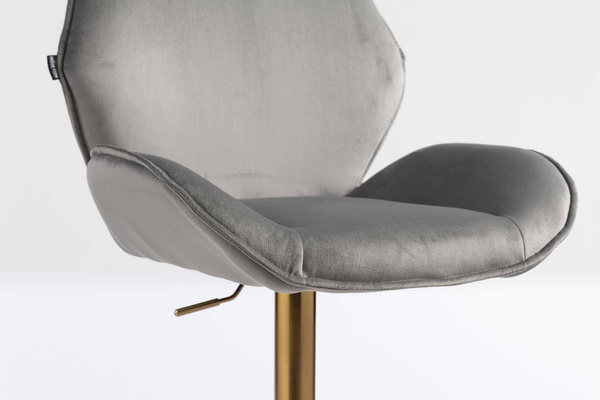 FOTEL HR350W STALOWY WELUR ZŁOTA PODSTAWA