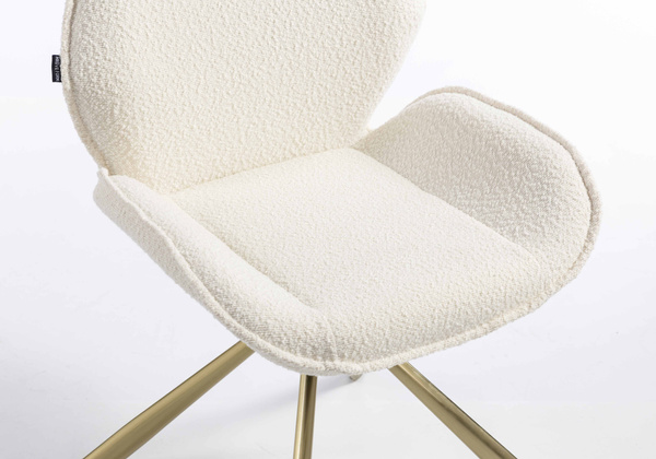 FOTEL HR350 PAJĄK KREMOWY BARANEK ZŁOTA PODSTAWA