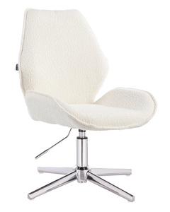 FOTEL HR350CROSS KREMOWY BARANEK CHROMOWANA PODSTAWA