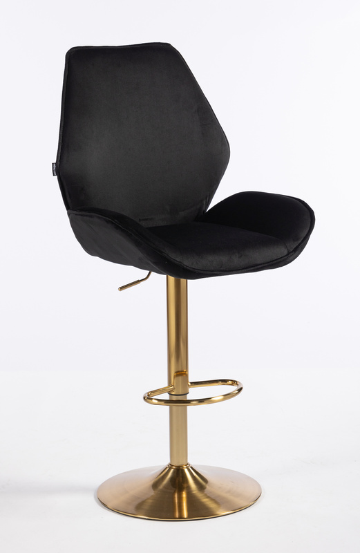FOTEL HR350W CZARNY WELUR ZŁOTA PODSTAWA